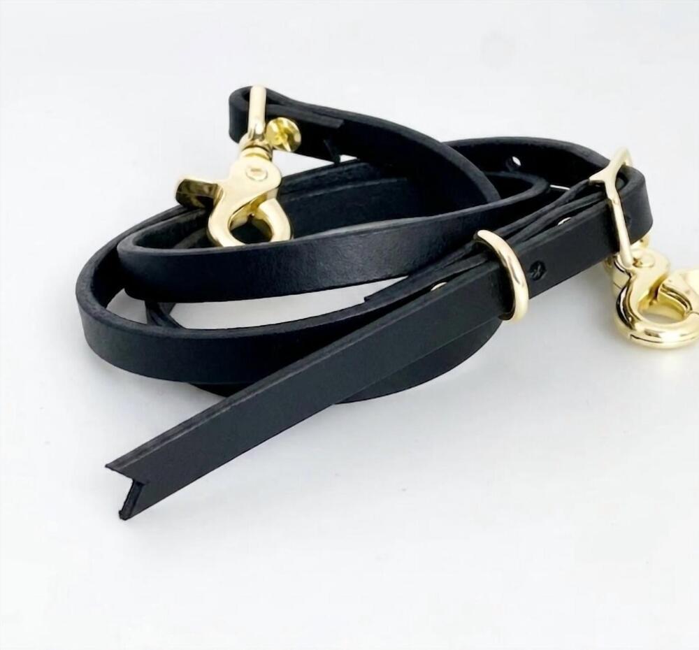 NEW ALEXIS DRAKE unisex 1/2" crossbody strap in black/ gold